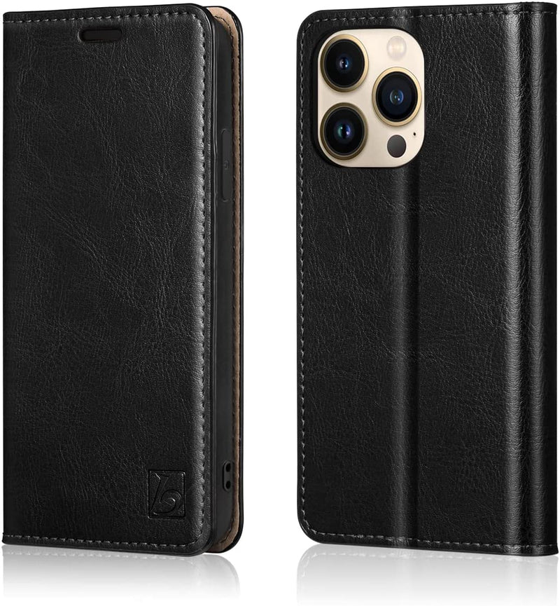 iPhone 14 Pro Max Case Wallet-Genuine Leather Flip Phone Case-RFID Brown - Gorilla Cases