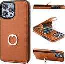 iPhone 14 Pro Max Case Wallet with Card Holder, 360°Rotation Finger Ring Holder Rose Gold