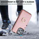 iPhone 14 Pro Max Case Wallet with Card Holder, 360°Rotation Finger Ring Holder Rose Gold