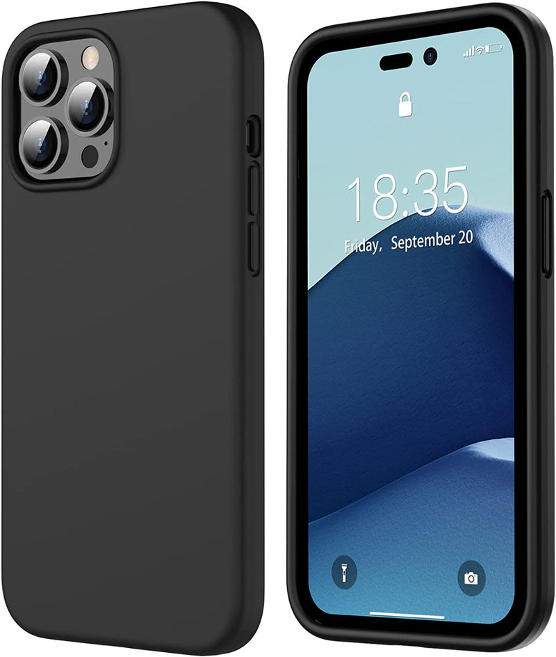 iPhone 14 Pro Max Case,Magnetic Liquid Silicone Gel Rubber Bumper Cover - Black - Gorilla Cases