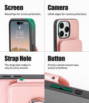 iPhone 14 Pro Max Crossbody Wallet Case Heavy Duty Protection, Rose Gold