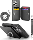 iPhone 14 Pro Max Crossbody Wallet Case Heavy Duty Protection, Rose Gold