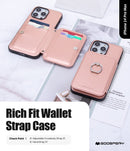 iPhone 14 Pro Max Crossbody Wallet Case Heavy Duty Protection, Rose Gold