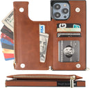 iPhone 14 Pro Max Magnetic Flip Folio Purse Case Brown