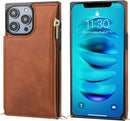 iPhone 14 Pro Max Magnetic Flip Folio Purse Case Brown
