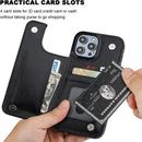 iPhone 14 Pro Max PU Leather Kickstand Card Slots Case Black