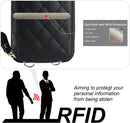 iPhone 14 Pro Max, RFID Blocking PU Leather Zipper Handbag Purse Flip Cover Black