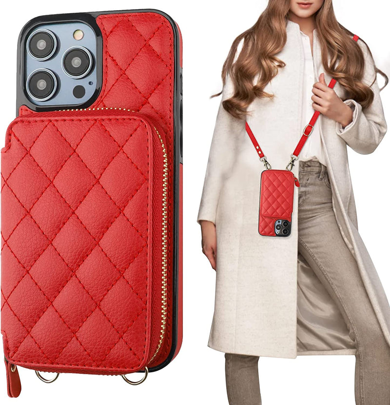 iPhone 14 Pro Max, RFID Blocking PU Leather Zipper Handbag Purse Flip Cover Black - Gorilla Cases
