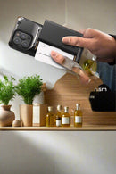 iPhone 14 Pro Max, Sturdy Semi Auto Wallet Case Compatible Groove Black