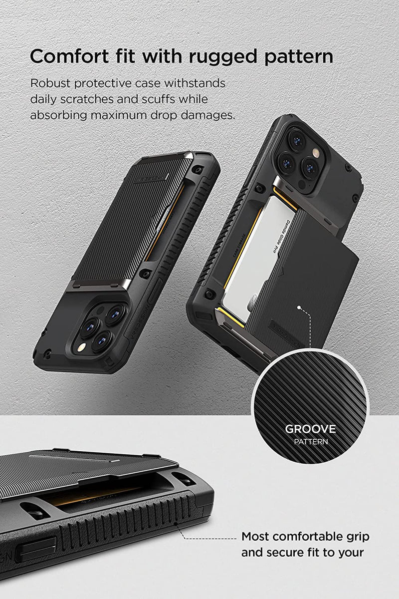 iPhone 14 Pro Max, Sturdy Semi Auto Wallet Case Compatible Groove Black - Gorilla Cases