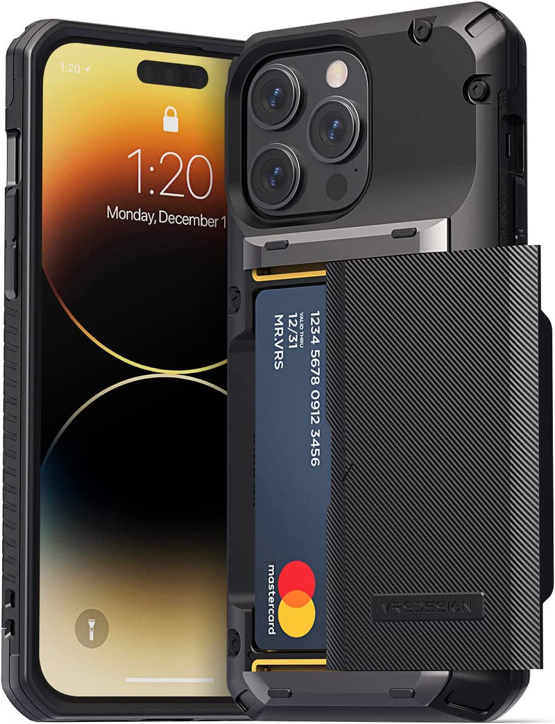 iPhone 14 Pro Max, Sturdy Semi Auto Wallet Case Compatible Groove Black - Gorilla Cases