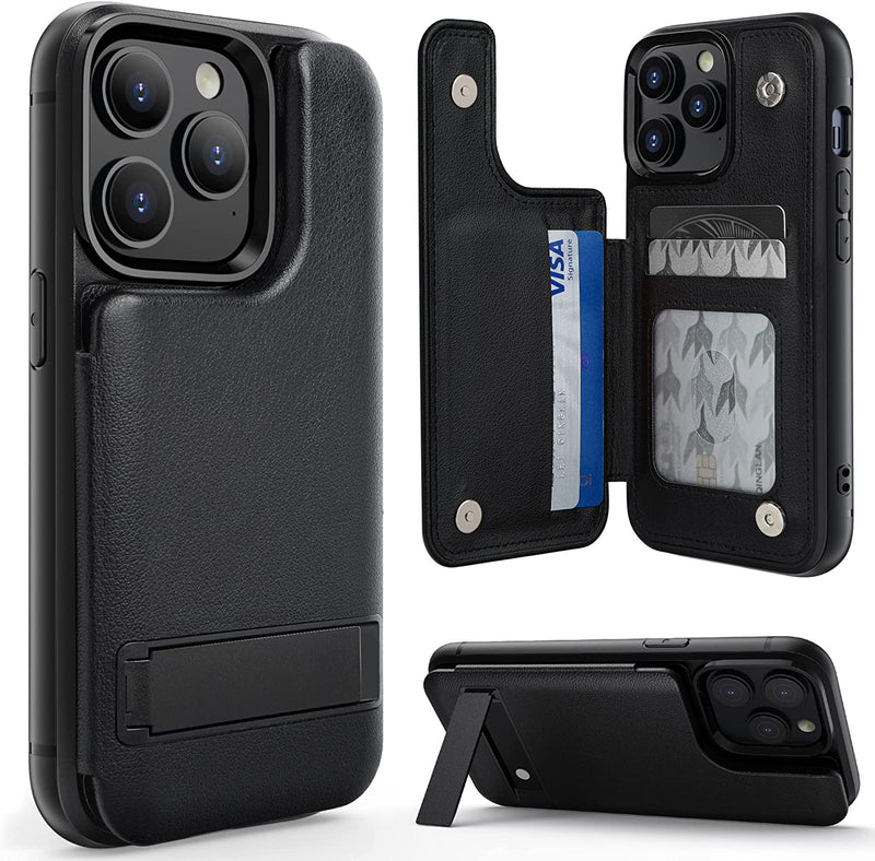 iPhone 14 Pro Max Wallet Case 4 Card Holder Slots Black - Gorilla Cases