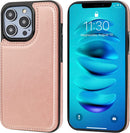 iPhone 14 Pro Max Wallet Case Card Holder, PU Leather Kickstand Rose Gold