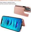 iPhone 14 Pro Max Wallet Case Card Holder, PU Leather Kickstand Rose Gold