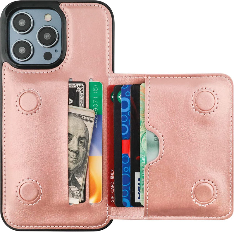 iPhone 14 Pro Max Wallet Case Credit Card Holder Hidden Magnetic Protective Cover Black - Gorilla Cases