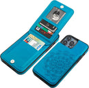 iPhone 14 Pro Max Wallet Case Embossed Mandala Floral Pattern Premium Purple