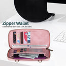 iPhone 14 Pro Max Wallet Case Flip Strap Zipper Card Holder Phone Case Pink