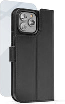 iPhone 14 PRO MAX Wallet Case Removable Card Holder MagSafe Black Leather