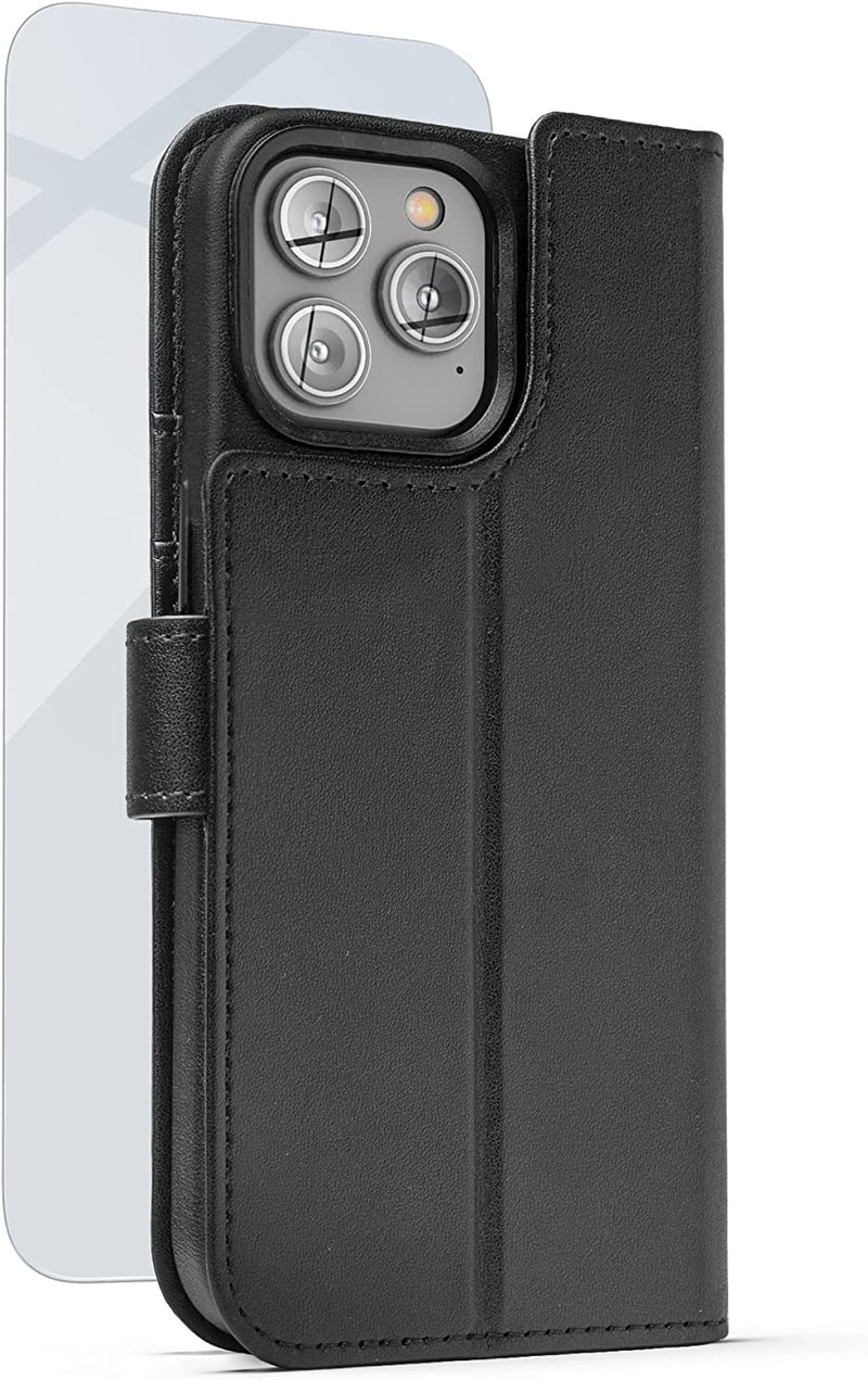 iPhone 14 Primo Leather Case in Black and Folio Wallet - MagSafe Compatible  - Encased