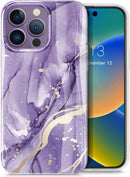 iPhone 14 Pro Military - Grade Drop Tested Marble Stylish Cases Shockproof Protective Cover Brown