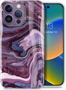 iPhone 14 Pro Military - Grade Drop Tested Marble Stylish Cases Shockproof Protective Cover Brown