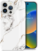 iPhone 14 Pro Military - Grade Drop Tested Marble Stylish Cases Shockproof Protective Cover Brown