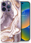 iPhone 14 Pro Military - Grade Drop Tested Marble Stylish Cases Shockproof Protective Cover Brown