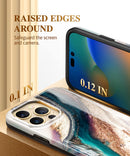 iPhone 14 Pro Military - Grade Drop Tested Marble Stylish Cases Shockproof Protective Cover Brown