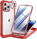 iPhone 14 Pro Newest Full - Body Bumper Case Glass Screen Protector Purple