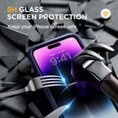 iPhone 14 Pro Newest Full - Body Bumper Case Glass Screen Protector Purple