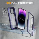 iPhone 14 Pro Newest Full - Body Bumper Case Glass Screen Protector Purple
