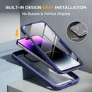 iPhone 14 Pro Newest Full - Body Bumper Case Glass Screen Protector Purple
