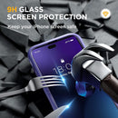 iPhone 14 Pro Newest Full - Body Bumper Case Glass Screen Protector Purple