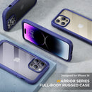 iPhone 14 Pro Newest Full - Body Bumper Case Glass Screen Protector Purple