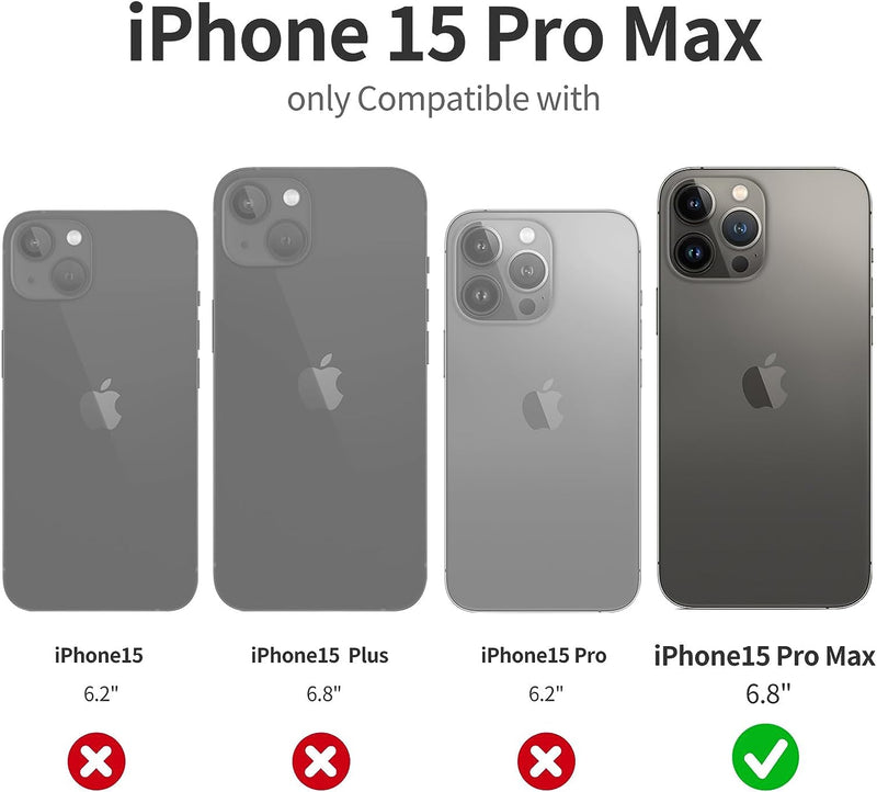 iPhone 15 Pro Max Case Card Holder Flip Cell Phone Cases 6.7" Black - Gorilla Cases
