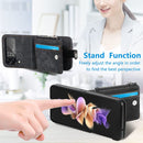 Linyune Galaxy Z Flip 4 Wallet Case Card Holder Flip Phone Cover (Black)