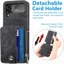 Linyune Galaxy Z Flip 4 Wallet Case Card Holder Flip Phone Cover (Black)