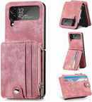Linyune Galaxy Z Flip 4 Wallet Case Card Holder Flip Phone Cover (Black)