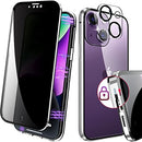 Magnetic Case iPhone 14 Pro Anti - Peeping Screen Protector Glass Privacy Case Black