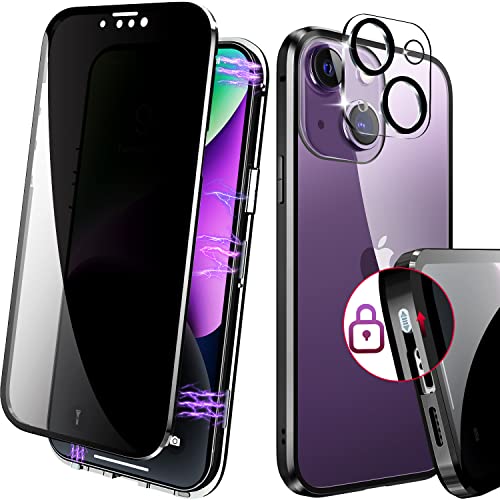 Magnetic Case iPhone 14 Pro Anti-Peeping Screen Protector Glass Privacy Case Black - Gorilla Cases
