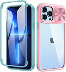 Maxdara iPhone 13 Pro Max Case Built - in Screen Protector 6.7 inch Pink Green