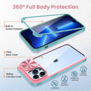Maxdara iPhone 13 Pro Max Case Built - in Screen Protector 6.7 inch Pink Green