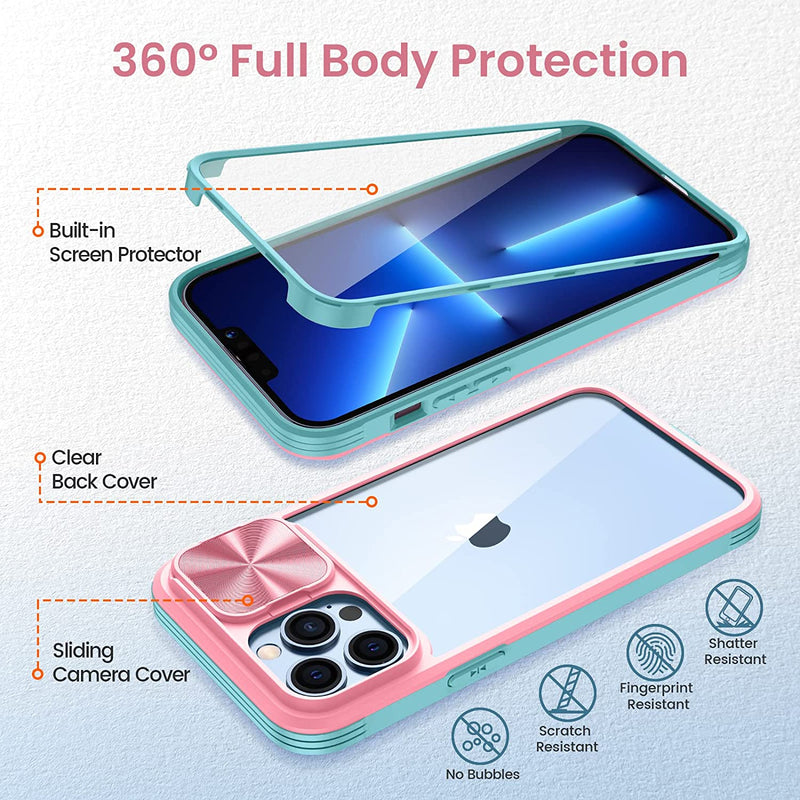 Maxdara iPhone 13 Pro Max Case Built-in Screen Protector 6.7 inch Pink Green - Gorilla Cases