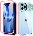 Maxdara iPhone 13 Pro Max Case Built - in Screen Protector 6.7 inch Pink Green