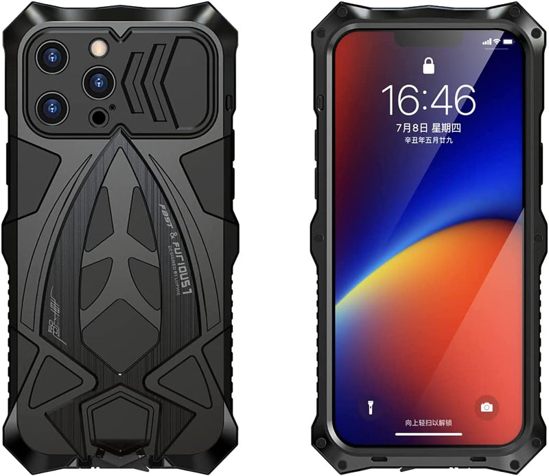 Metal Armor Compatible iPhone 13 Pro Max Case 6.7 inch Black Red - Gorilla Cases