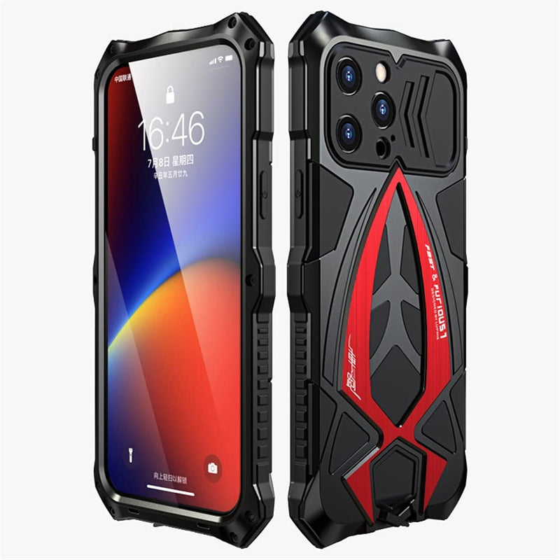 Metal Armor Compatible iPhone 13 Pro Max Case 6.7 inch Black Red - Gorilla Cases