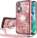 Moto Edge Plus Case Moving Liquid Holographic Kickstand Rose Gold