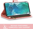 Moto Edge Plus Wallet Case Tempered Glass Screen Protector Rose Gold