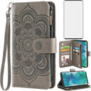 Moto Edge Plus Wallet Case Tempered Glass Screen Protector Rose Gold