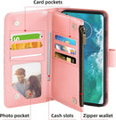Moto Edge Plus Wallet Case Tempered Glass Screen Protector Rose Gold